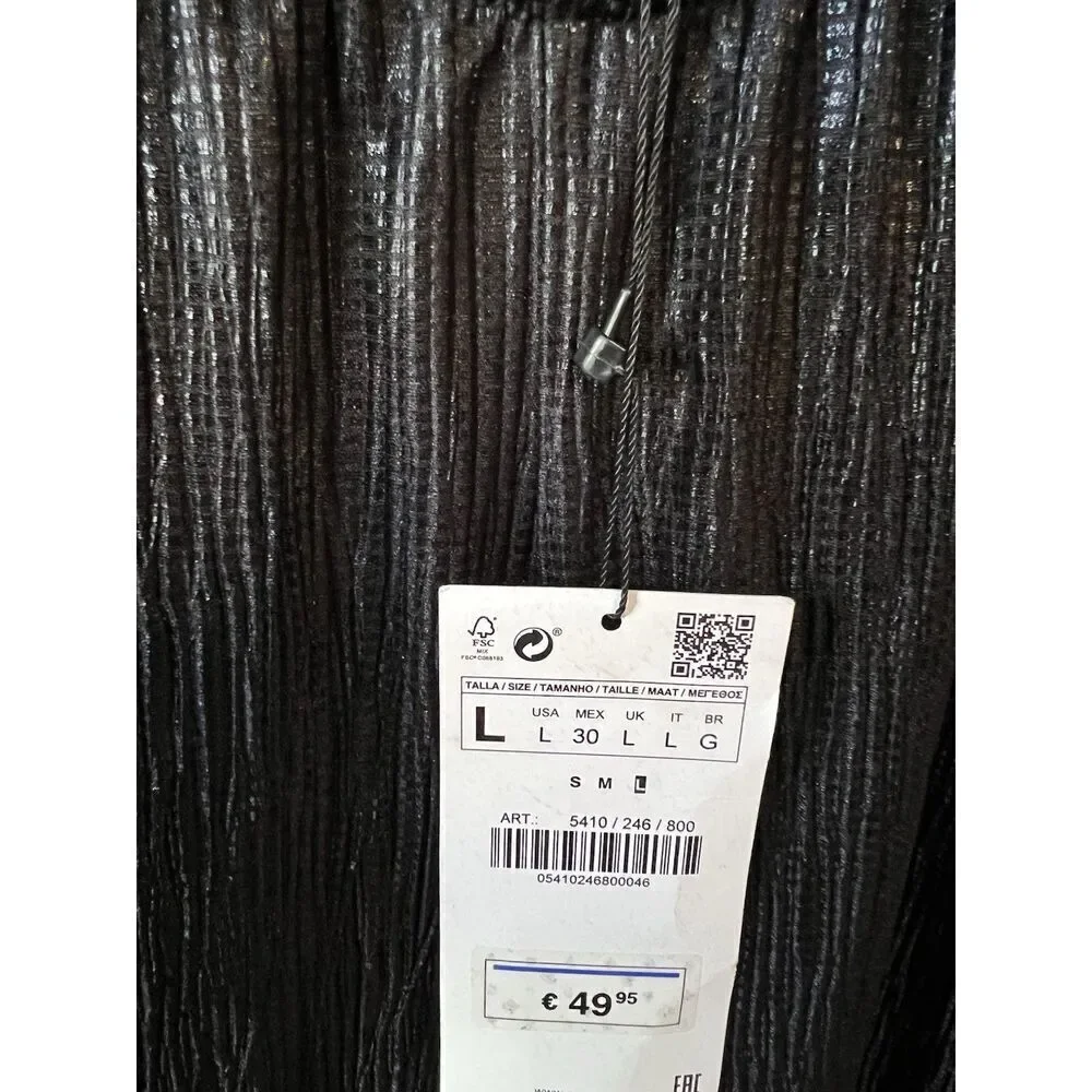 Zara Womens Sleeveless Black Long Flowy Slip Dress Size Large NWT